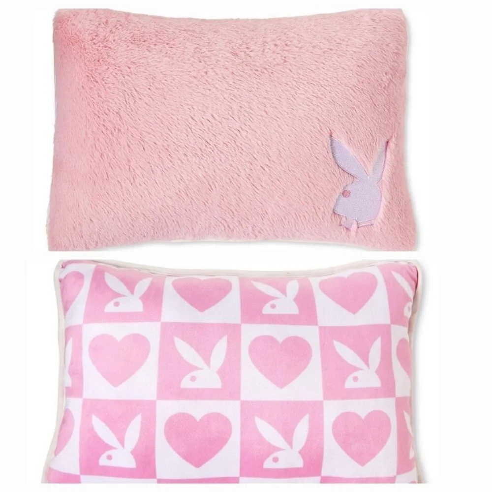 New Playboy pink fur logo pillow